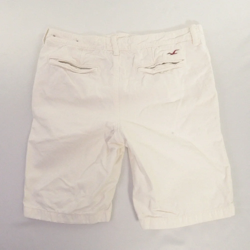 Vintage Hollister Shorts Mens 33 White Canvas Button Fly Chino Bermuda 9